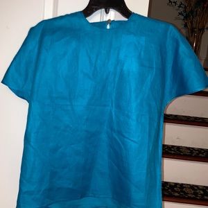 Turquoise Shoulder Bow Blouse